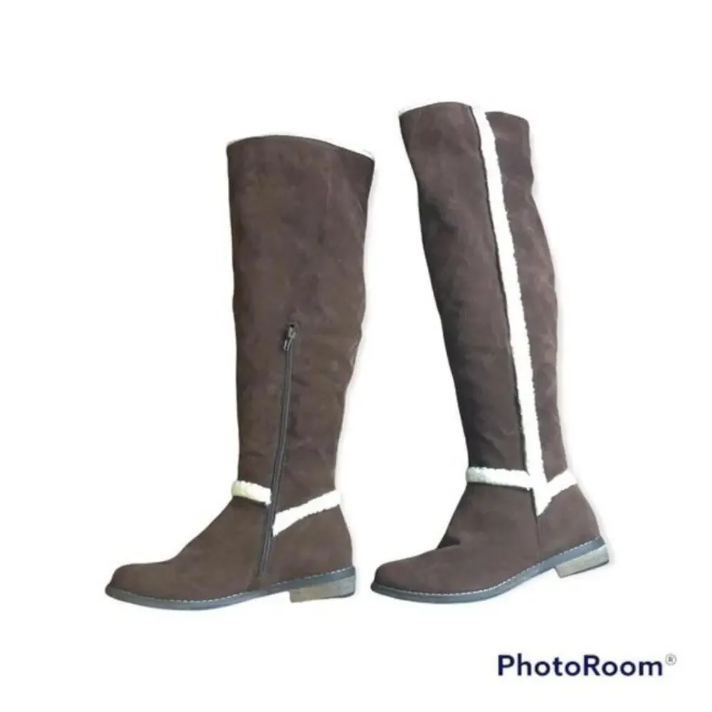 Over the knee faux shearling suede women's boots size‎ 7